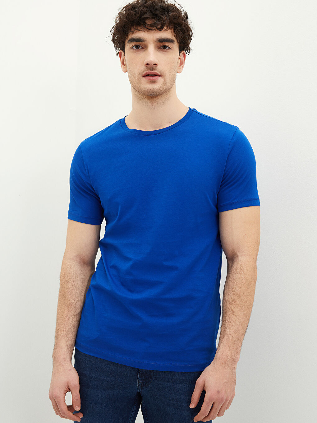 Crew Neck Short Sleeve Basic Combed Cotton Men's T-shirt