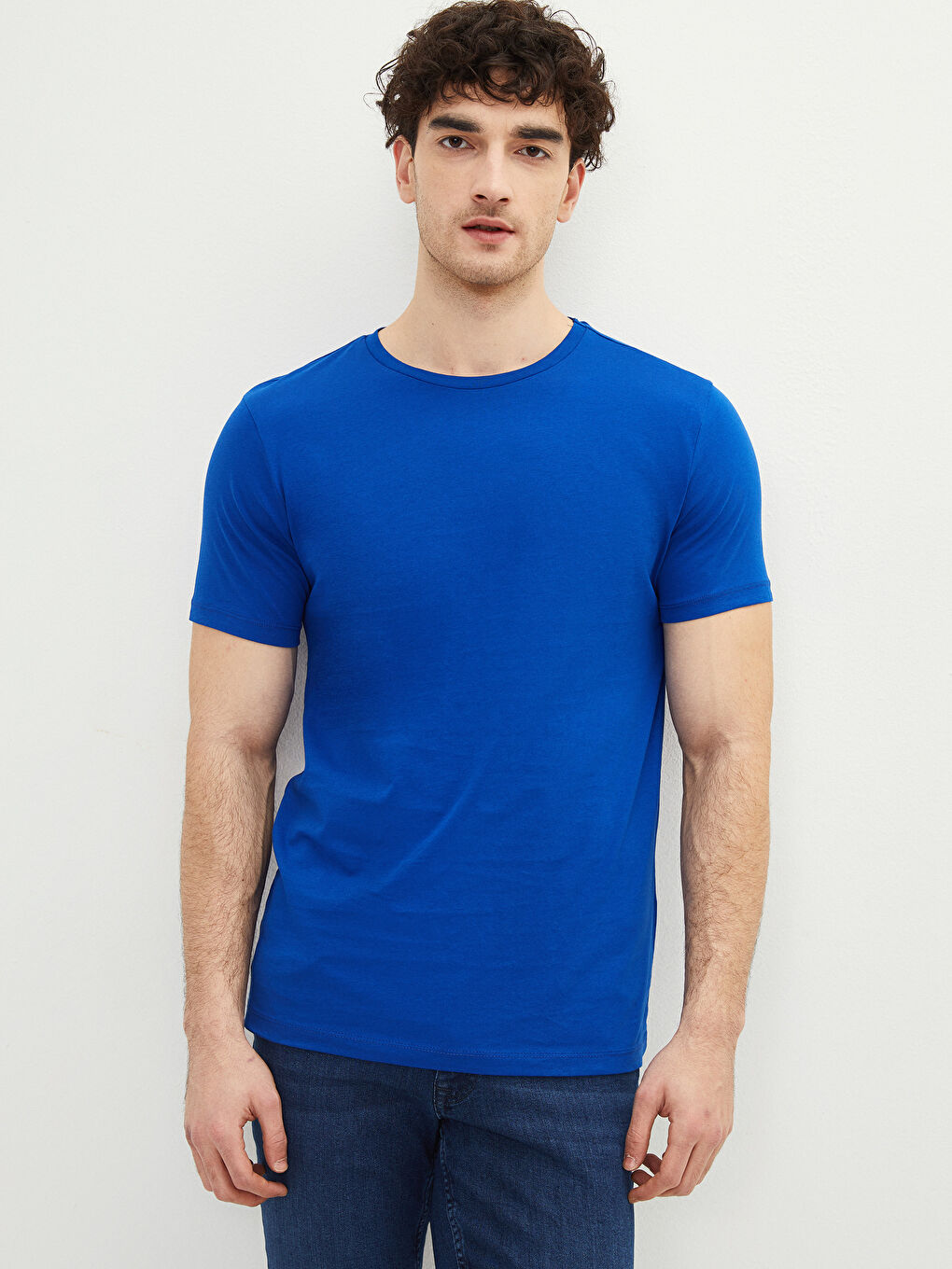 Crew Neck Short Sleeve Basic Combed Cotton Men's T-shirt-1