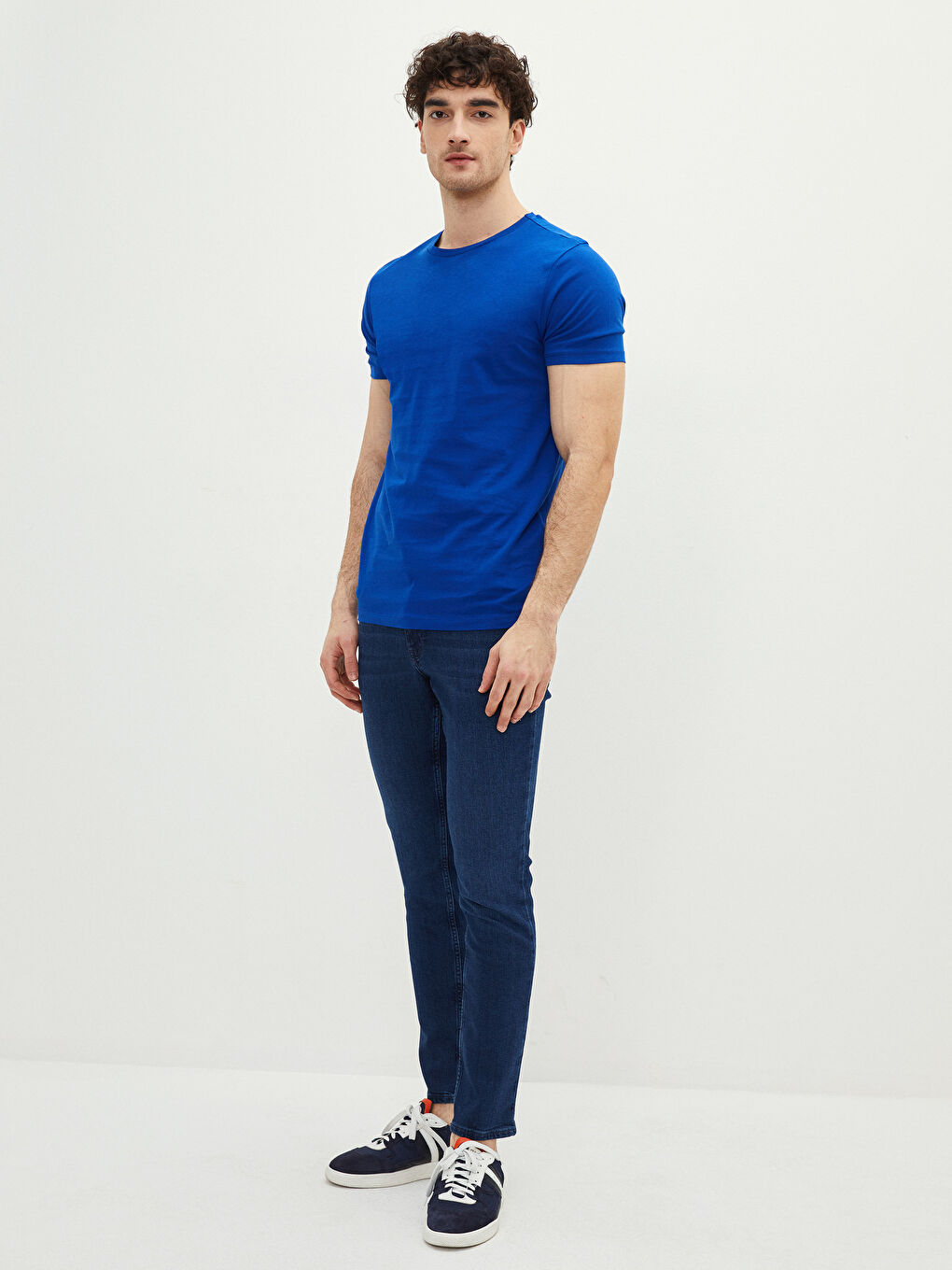 Crew Neck Short Sleeve Basic Combed Cotton Men's T-shirt-2