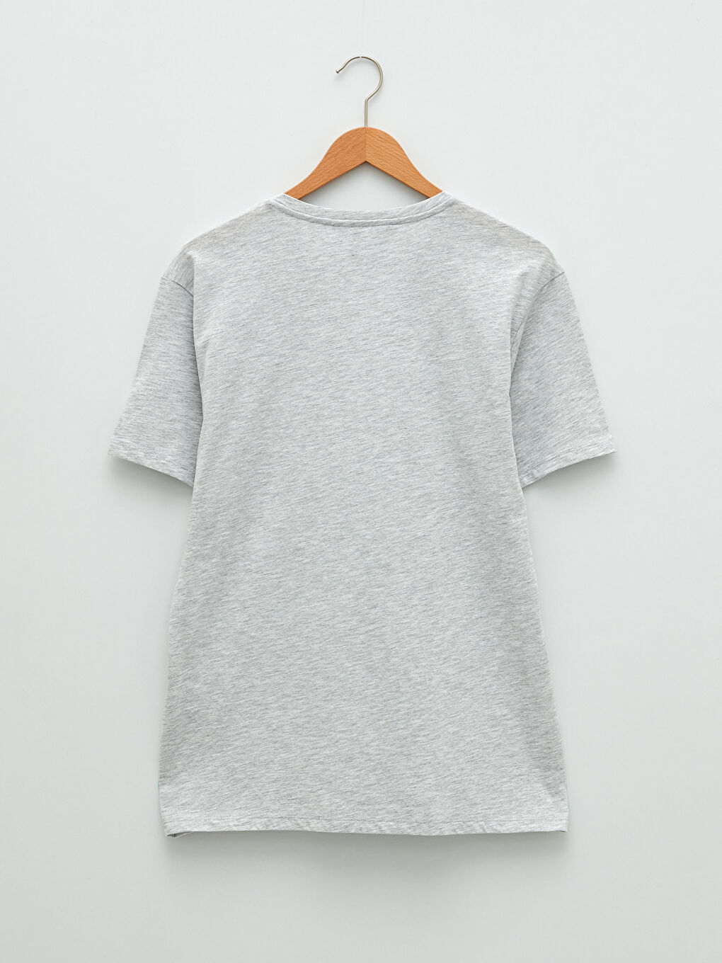 Gri Bisiklet Yaka Kısa Kollu Basic Penye Erkek Tişört-6
