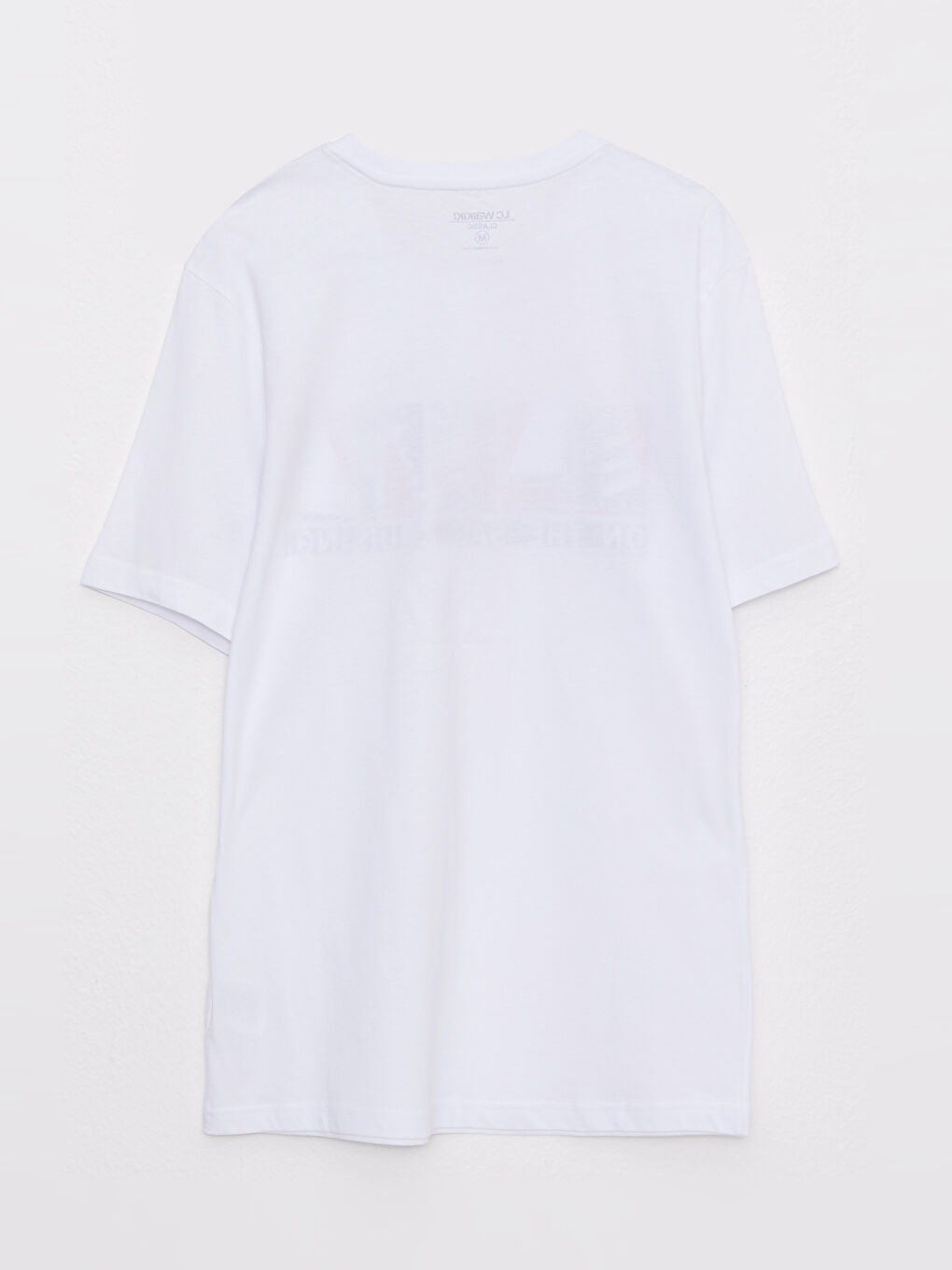 Beyaz Bisiklet Yaka Kısa Kollu Baskılı Penye Erkek Tişört-6