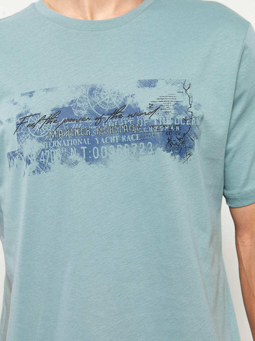 تيشيرت رجالي ياقة دائرية كم قصير مطبوع قطن ممشط-2