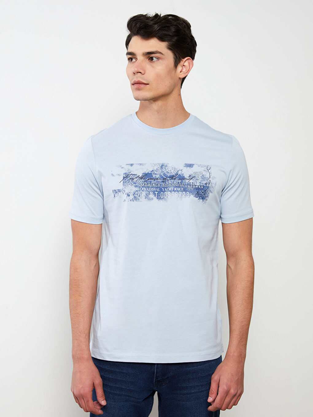 SOUTHBLUE Crew Neck Short Sleeve Printed Combed Cotton Men's T-shirt -S2GS12Z8-FFH