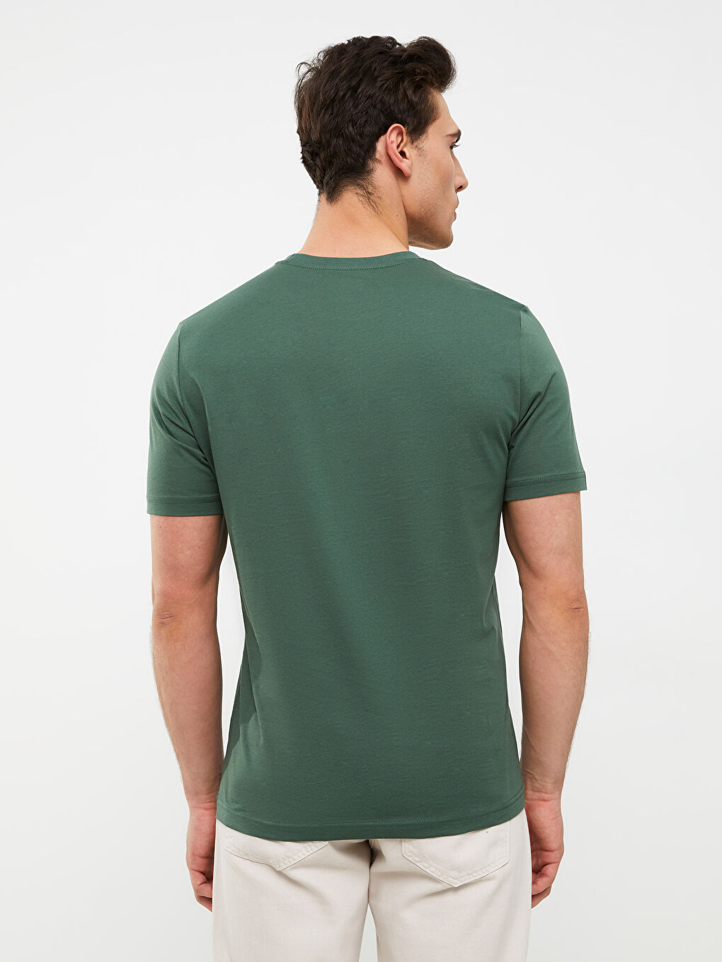 Yeşil Bisiklet Yaka Kısa Kollu Baskılı Penye Erkek Tişört-4