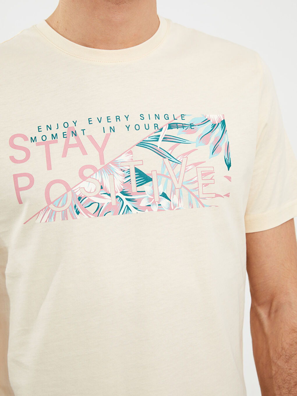 Tricou pentru Bărbați cu Guler Rotund, Mânecă Scurtă, Imprimat, din Bumbac Pieptănat-3