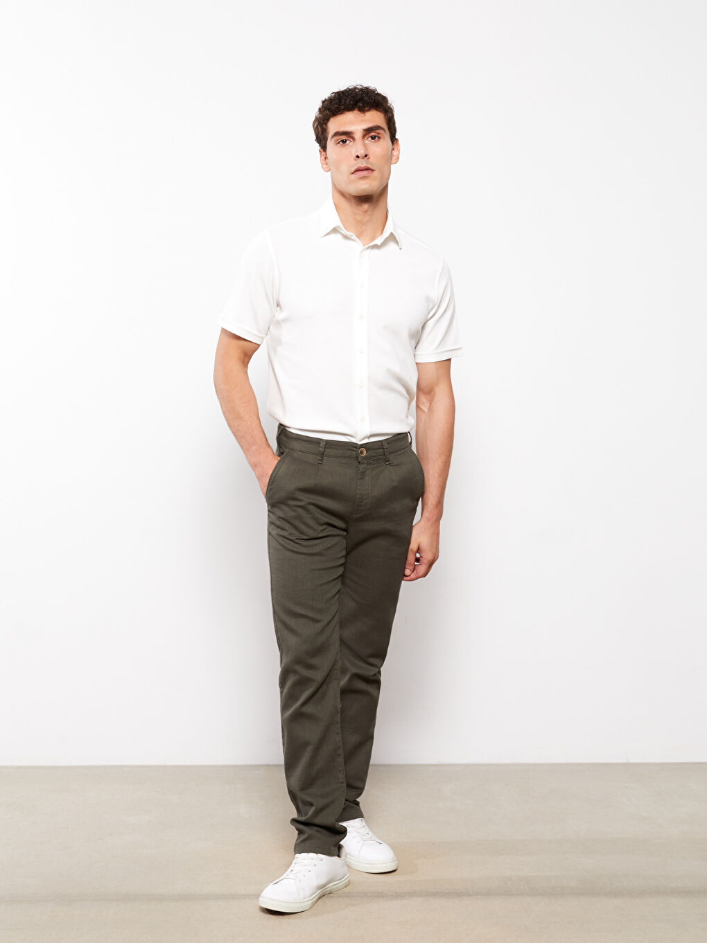 Slim Fit Poplin Men's Trousers-1