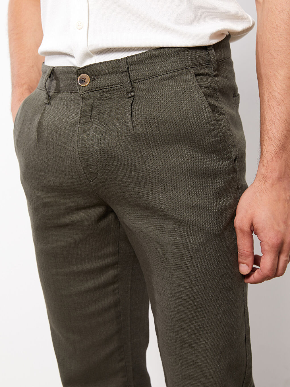 Slim Fit Poplin Men's Trousers-2