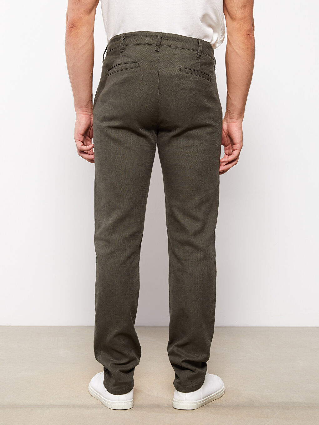 Slim Fit Poplin Men's Trousers-4