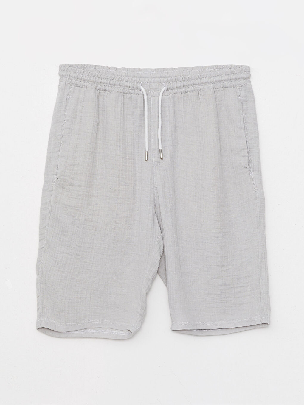 Gri Rahat Kalıp Poplin Erkek Şort-6