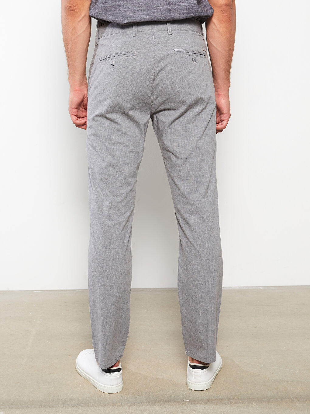 Gri Standart Kalıp Poplin Erkek Pantolon-3