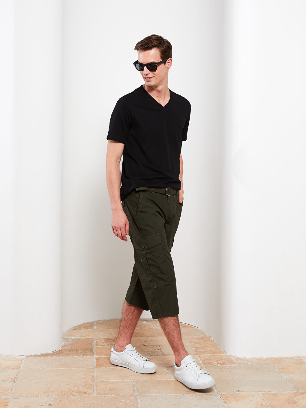 Haki Standart Kalıp Erkek Roller Şort-1