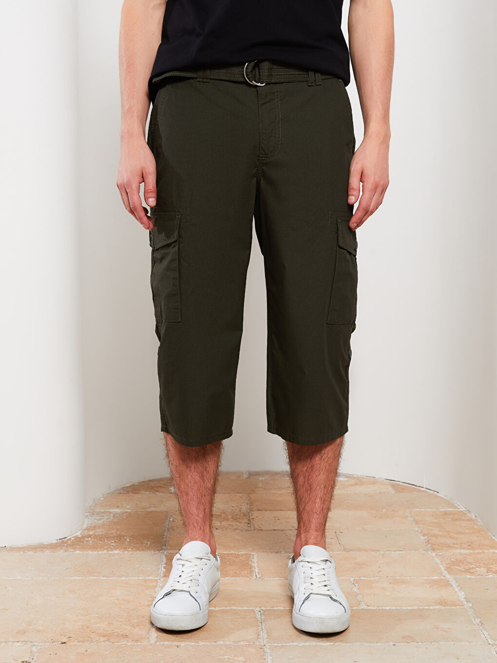 Haki Standart Kalıp Erkek Roller Şort-2