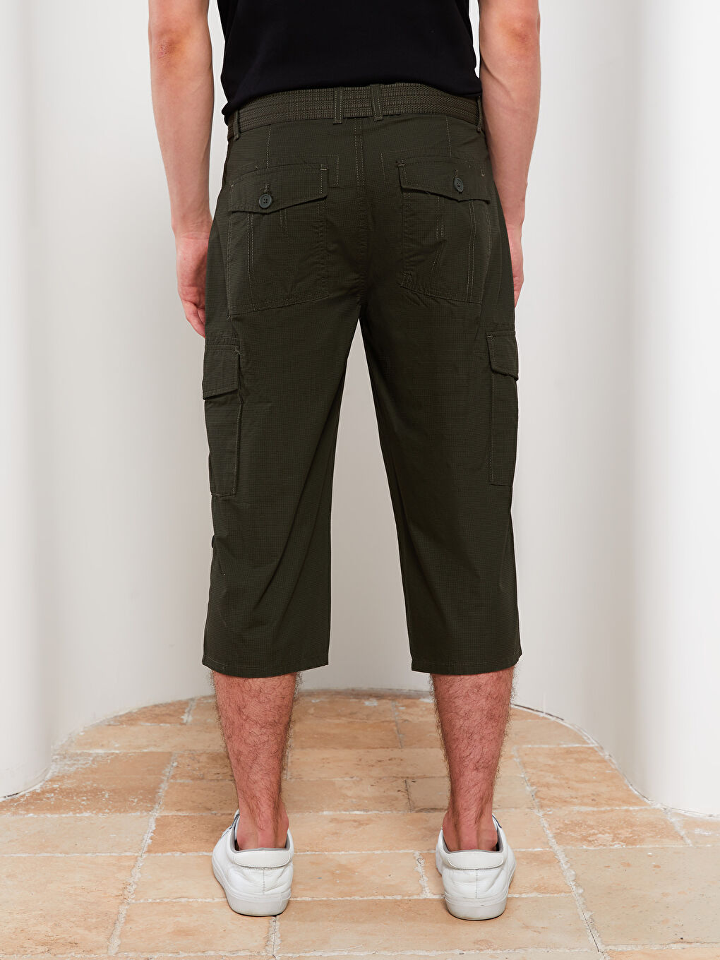 Haki Standart Kalıp Erkek Roller Şort-3