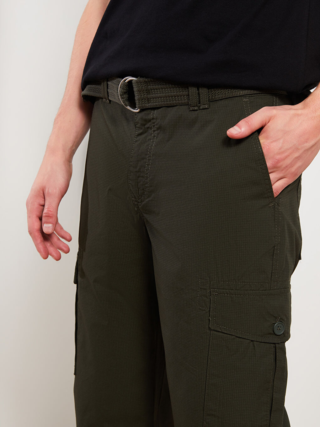 Haki Standart Kalıp Erkek Roller Şort-4