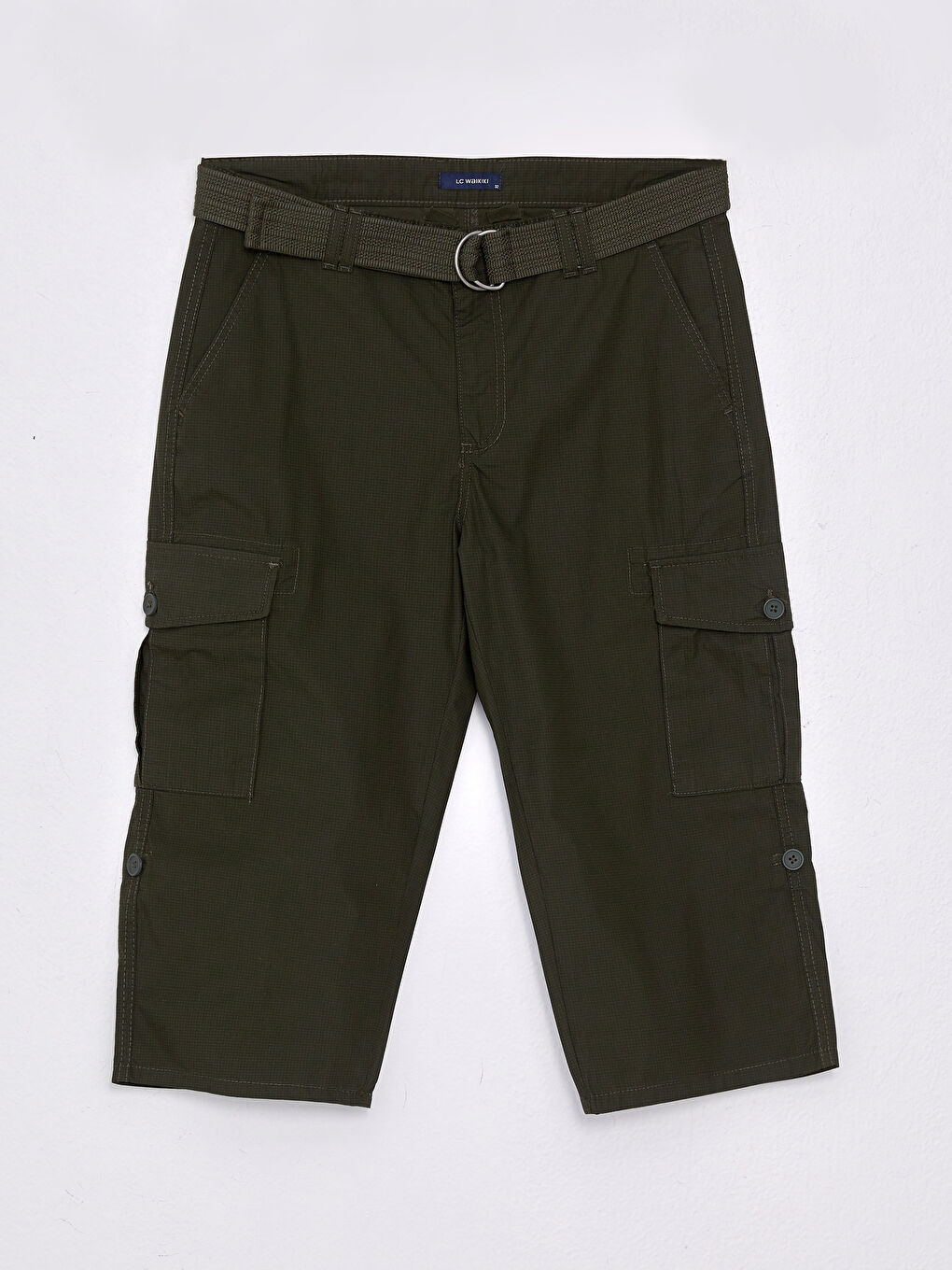 Haki Standart Kalıp Erkek Roller Şort-5