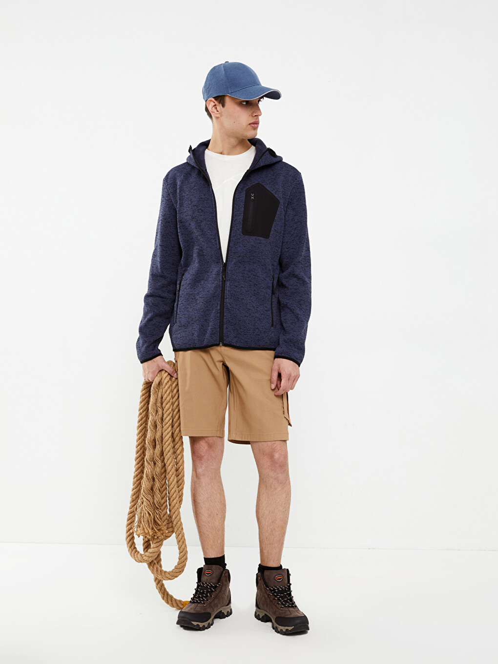 Sweatshirt À Capuche Zippé Manches Longues Pour Hommes