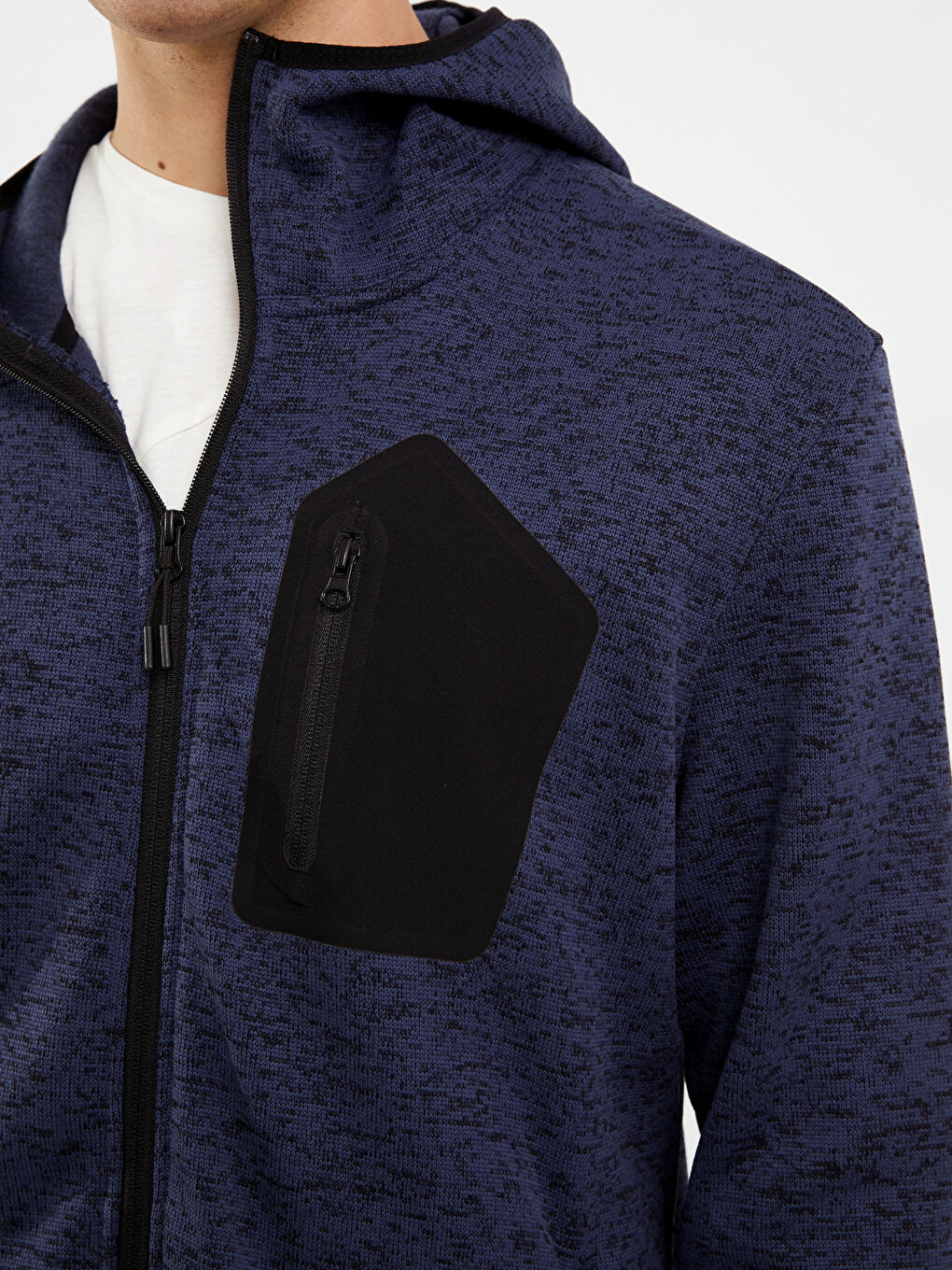 İndigo Standart Kalıp Kapüşonlu Erkek Spor Hırka-3