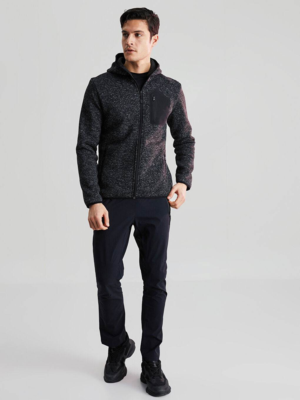 LCW OUTDOOR Siyah Standart Kalıp Kapüşonlu Erkek Spor Hırka - 3