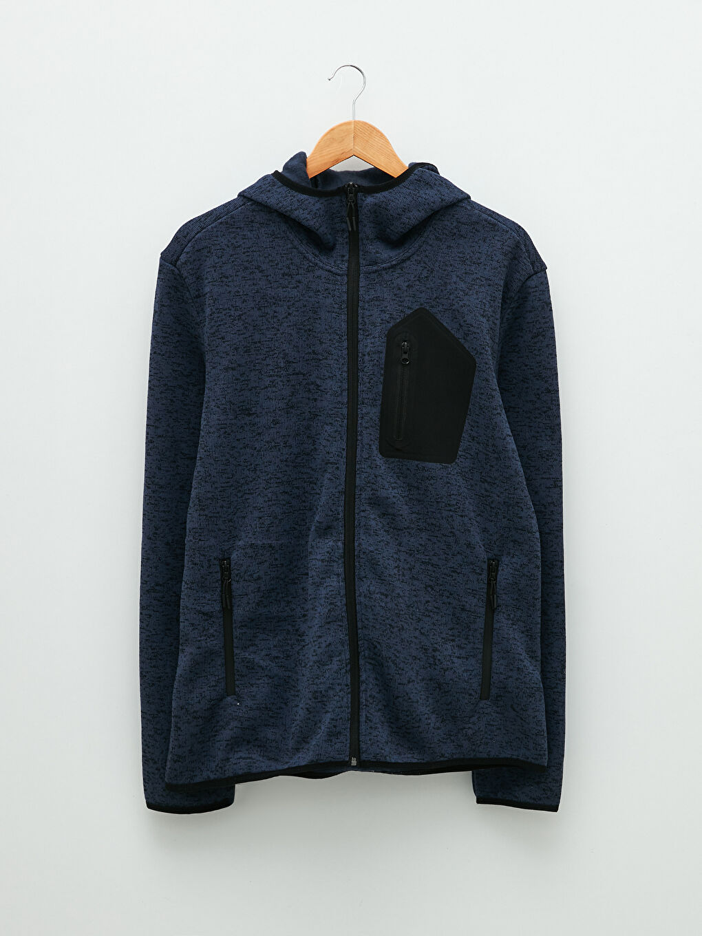 İndigo Standart Kalıp Kapüşonlu Erkek Spor Hırka-5