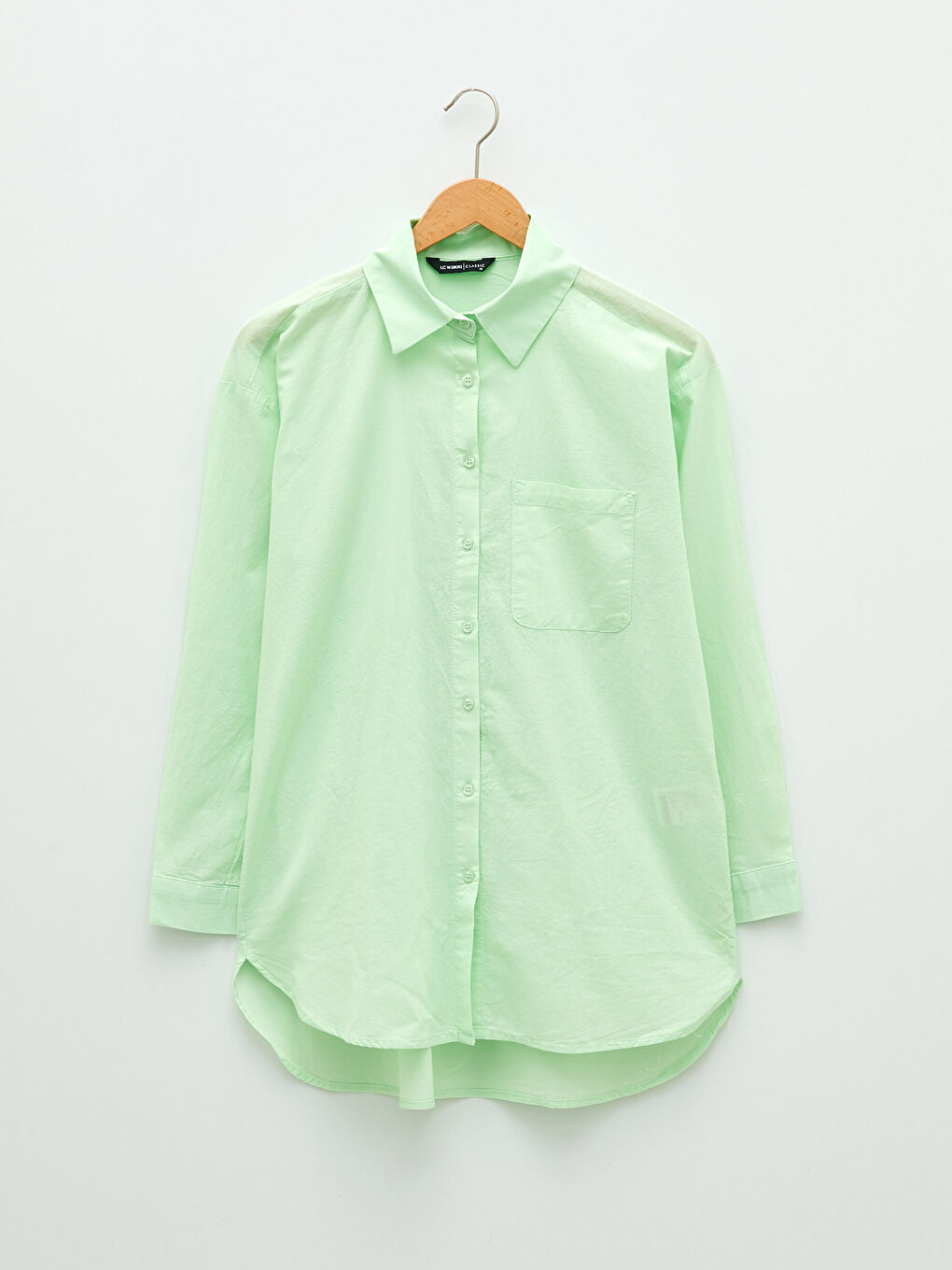 Buttoned Regular Long Sleeve Cotton Women's Shirt-5