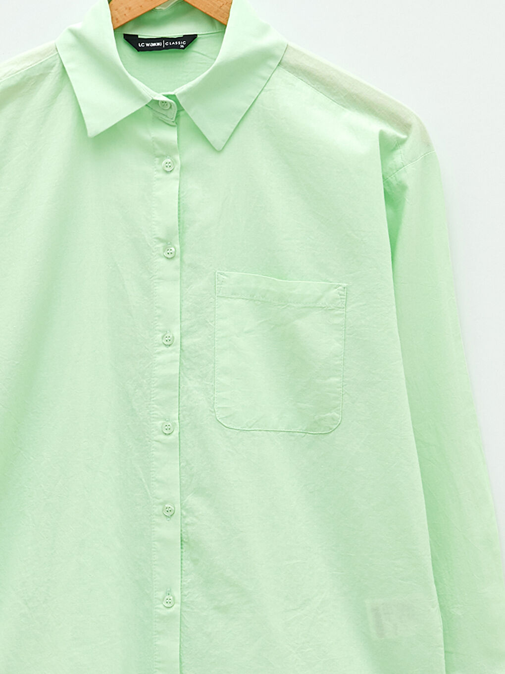 Buttoned Regular Long Sleeve Cotton Women's Shirt-7