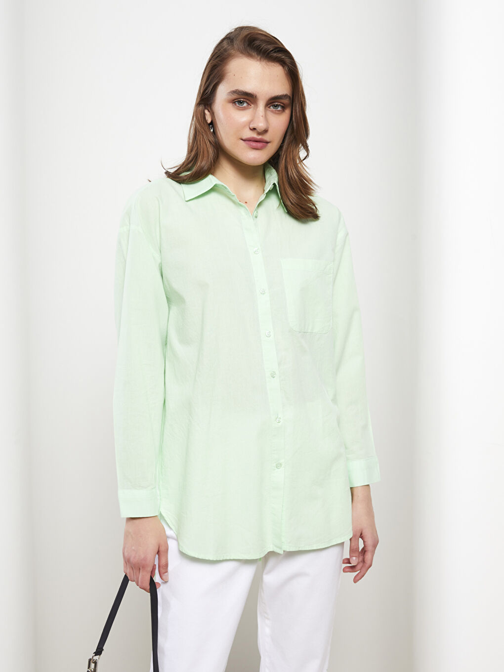 Buttoned Regular Long Sleeve Cotton Women's Shirt