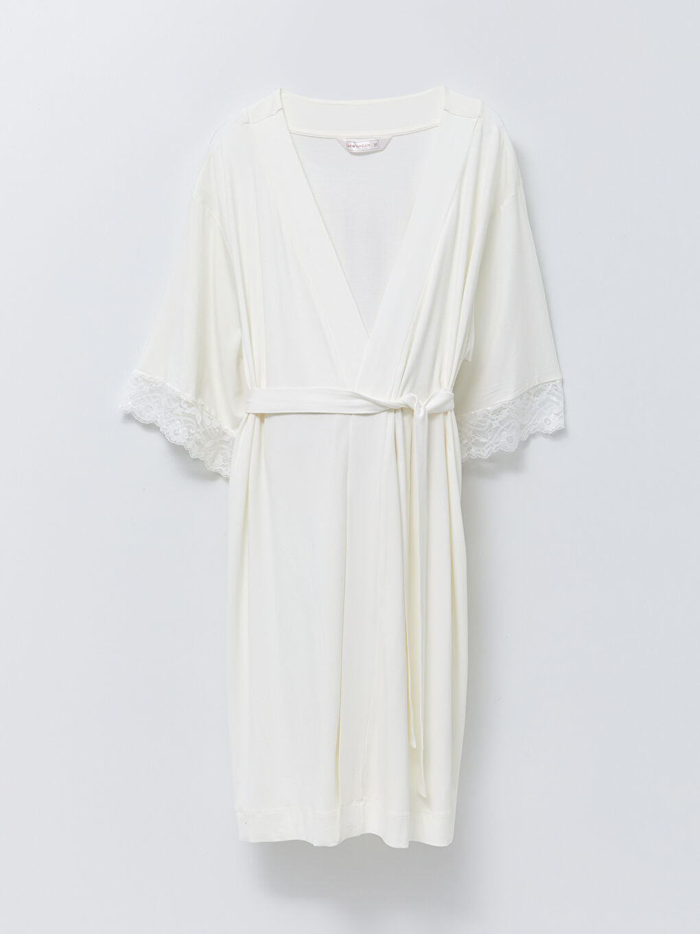LCW DREAM Double Breasted Collar, Lace Detailed, Tied Waist Maternity Dressing Gown -S2GS69Z8-FDU