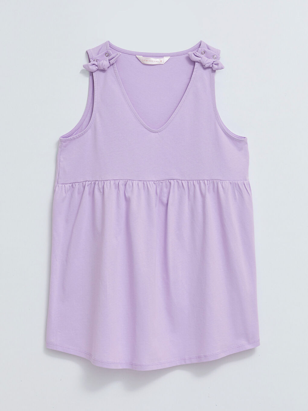 طقم بيجامة حوامل بدون أكمام سادة قطن بياقة على شكل حرف V-7