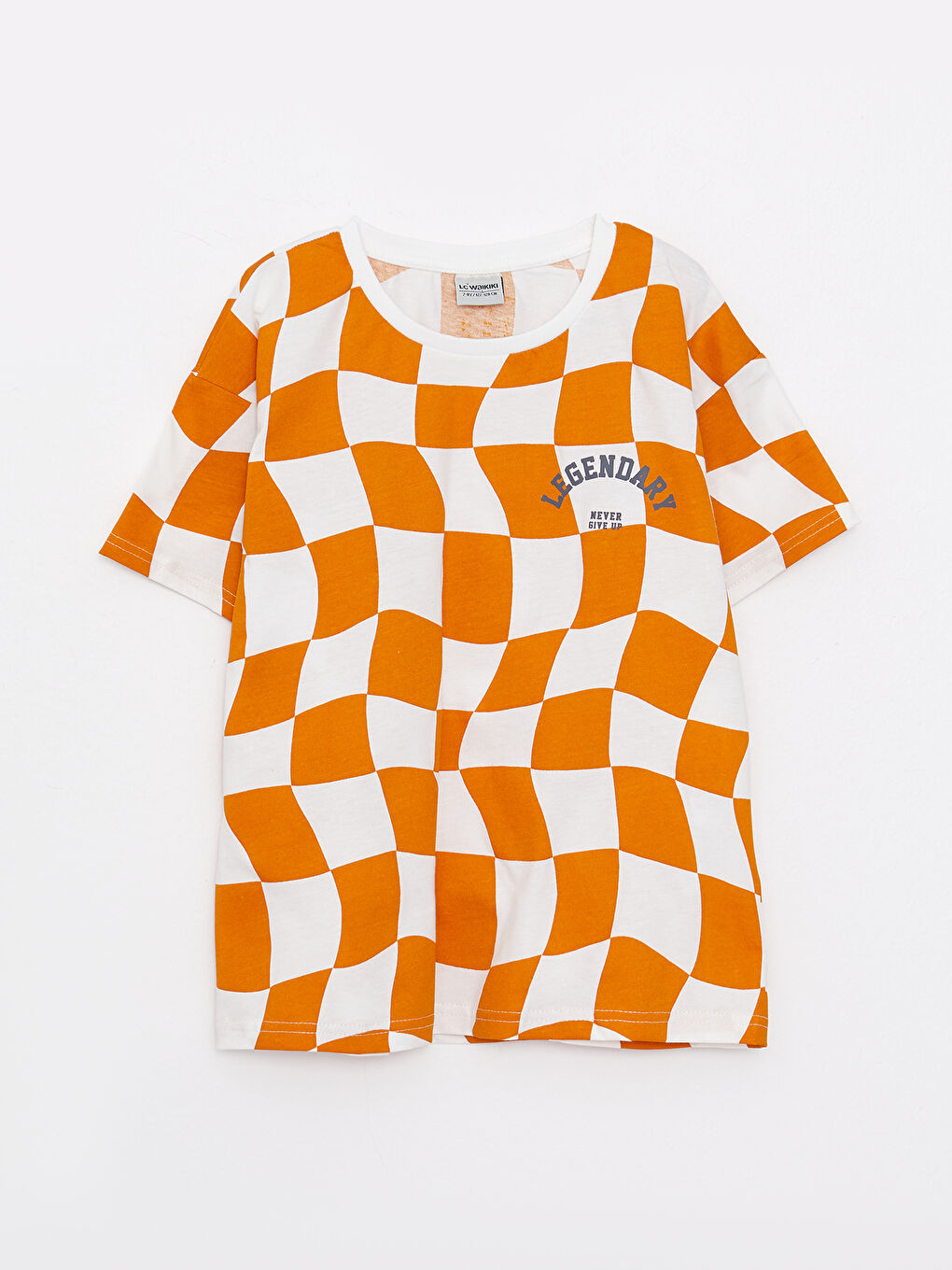 Turuncu Bisiklet Yaka Baskılı Kısa Kollu Pamuklu Erkek Çocuk Tişört