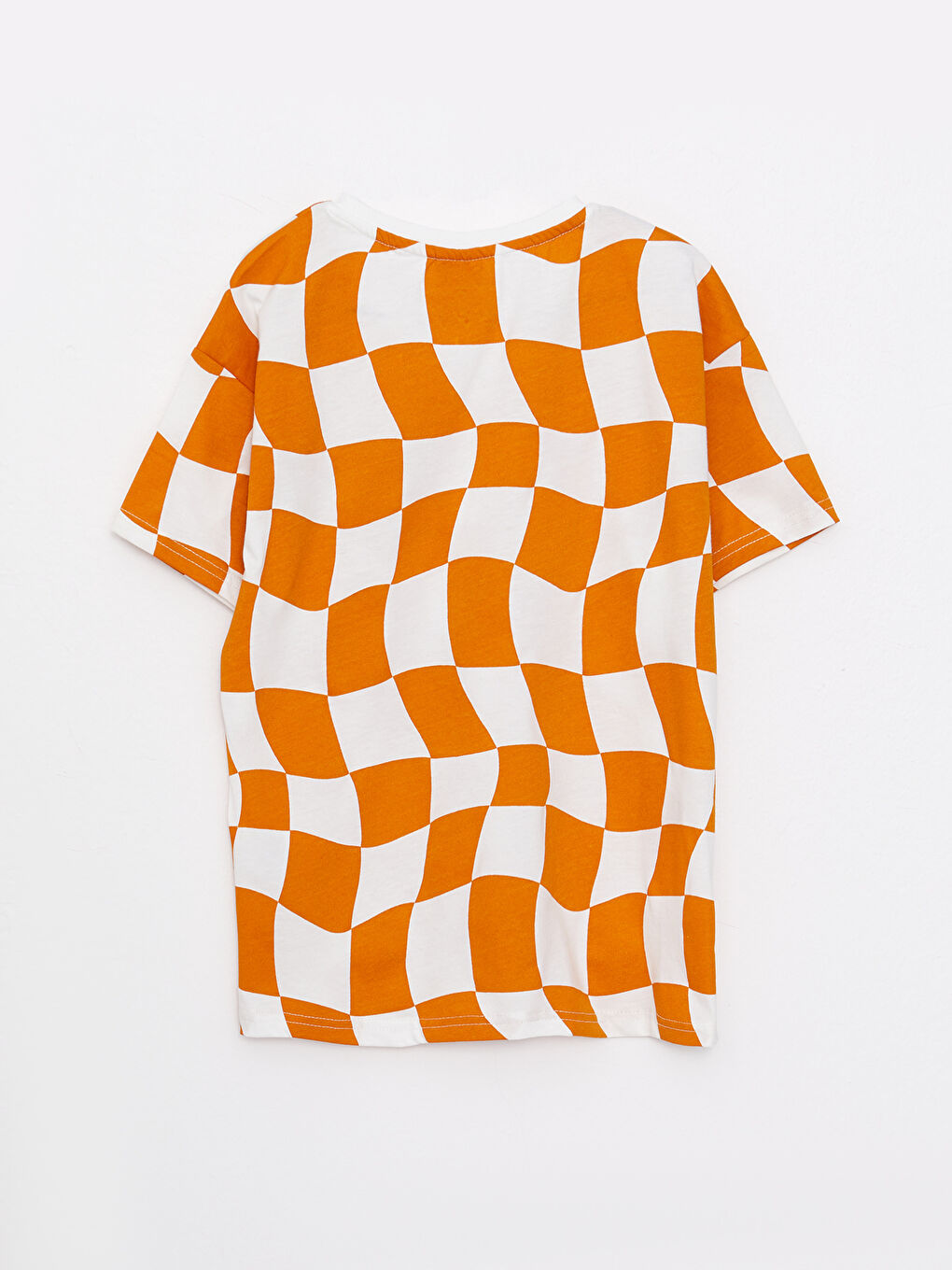 Turuncu Bisiklet Yaka Baskılı Kısa Kollu Pamuklu Erkek Çocuk Tişört-1