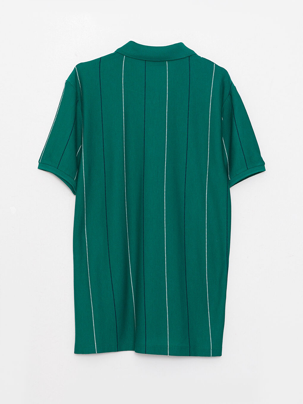 Yeşil Polo Yaka Kısa Kollu Çizgili Erkek Tişört-6