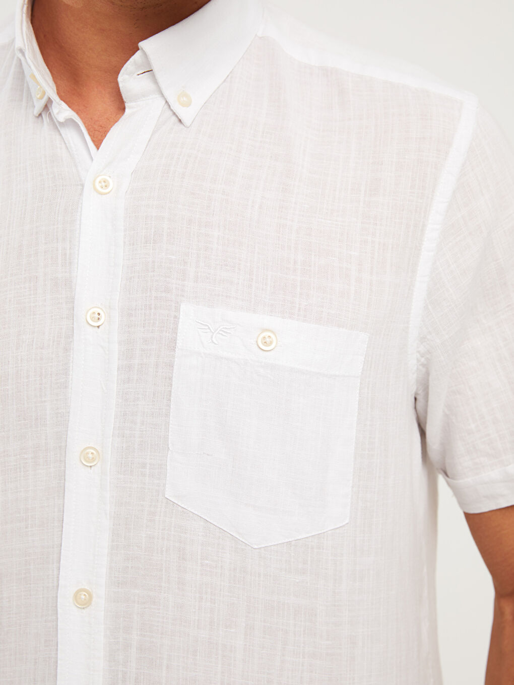 Beyaz Regular Fit Kısa Kollu Erkek Gömlek-2