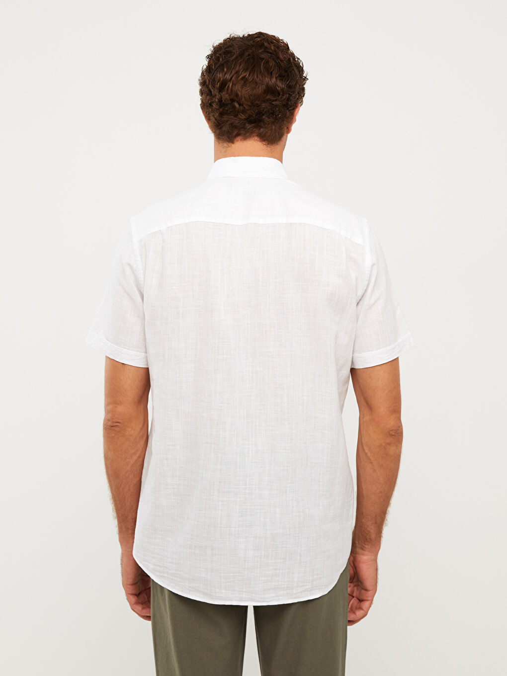 Beyaz Regular Fit Kısa Kollu Erkek Gömlek-3