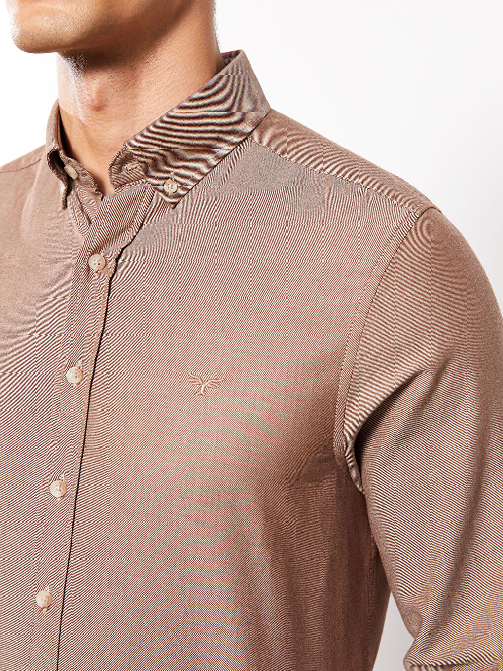 Kahverengi Regular Fit Uzun Kollu Oxford Erkek Gömlek-3
