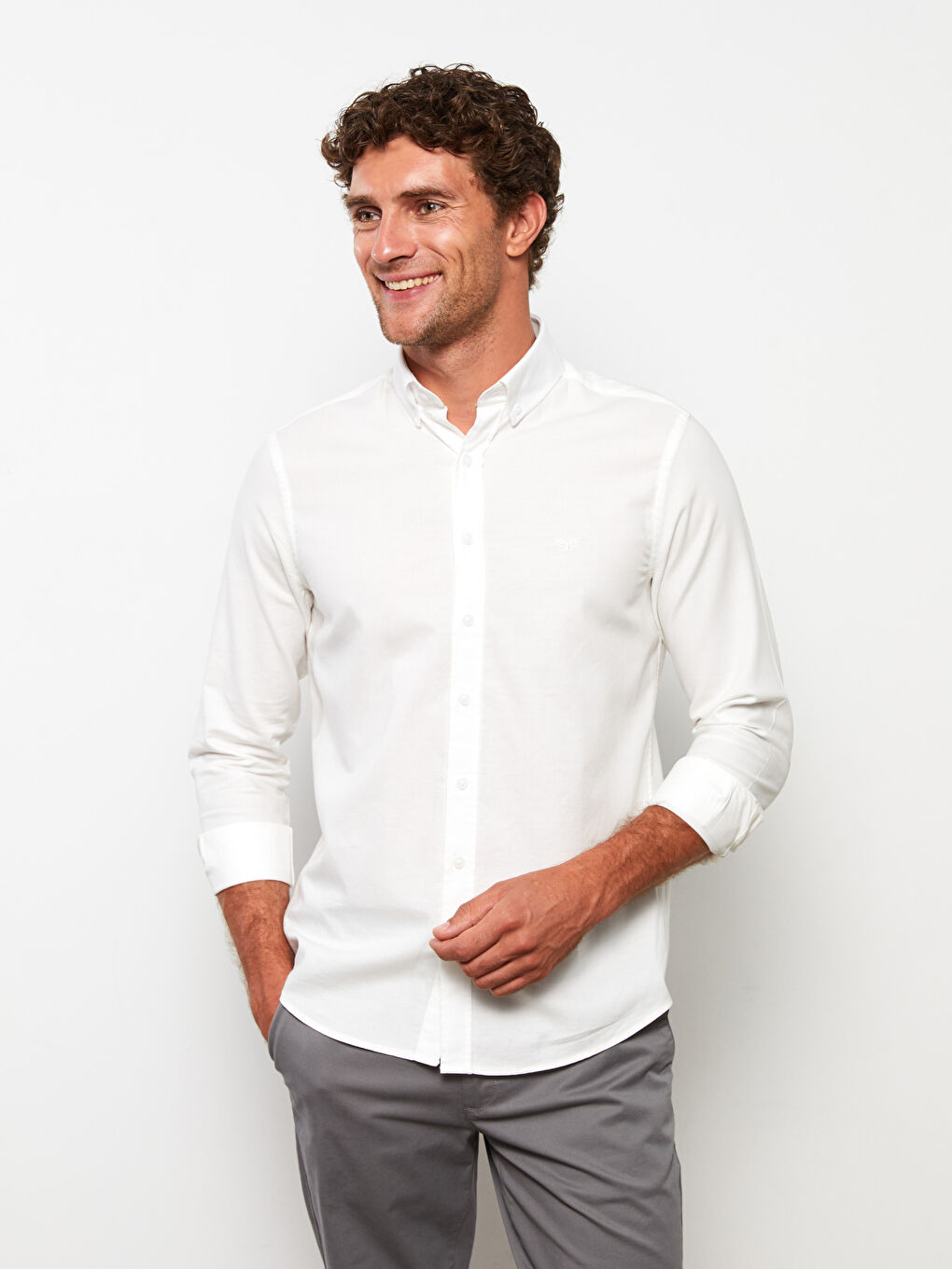 Chemise Oxford à Manches Longues pour Hommes Coupe Régulière