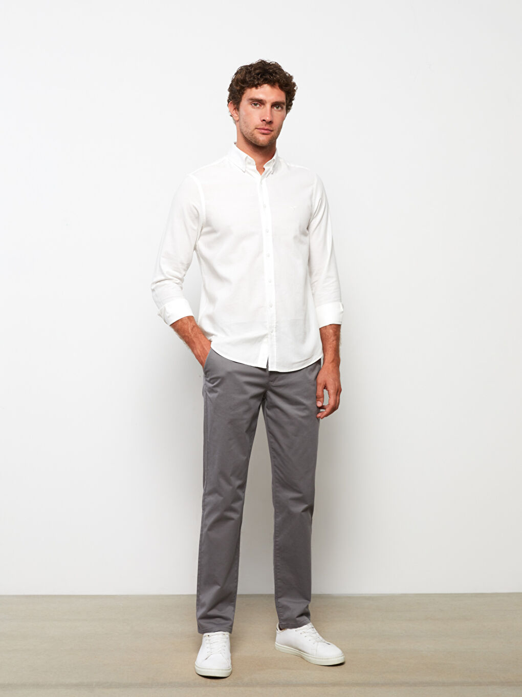 Chemise Oxford à Manches Longues pour Hommes Coupe Régulière-2