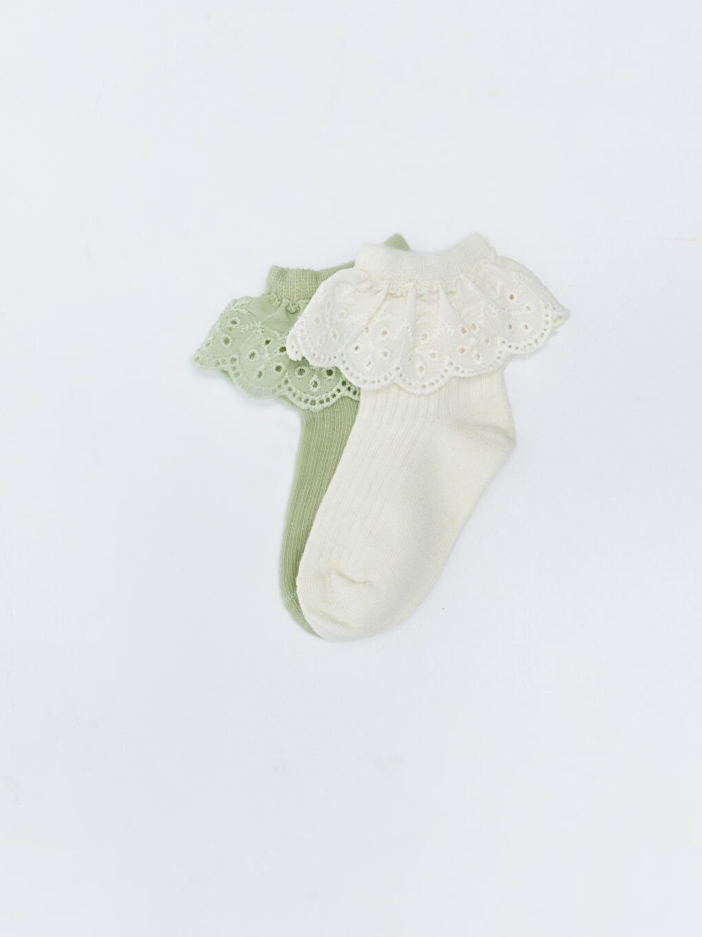 Ekru Basic Kız Bebek Soket Çorap 2'li-2