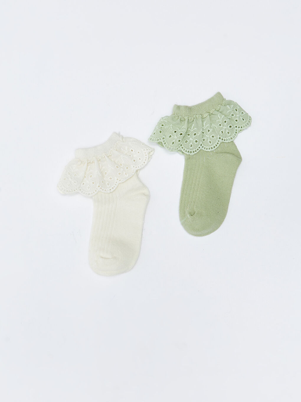 Ekru Basic Kız Bebek Soket Çorap 2'li-3