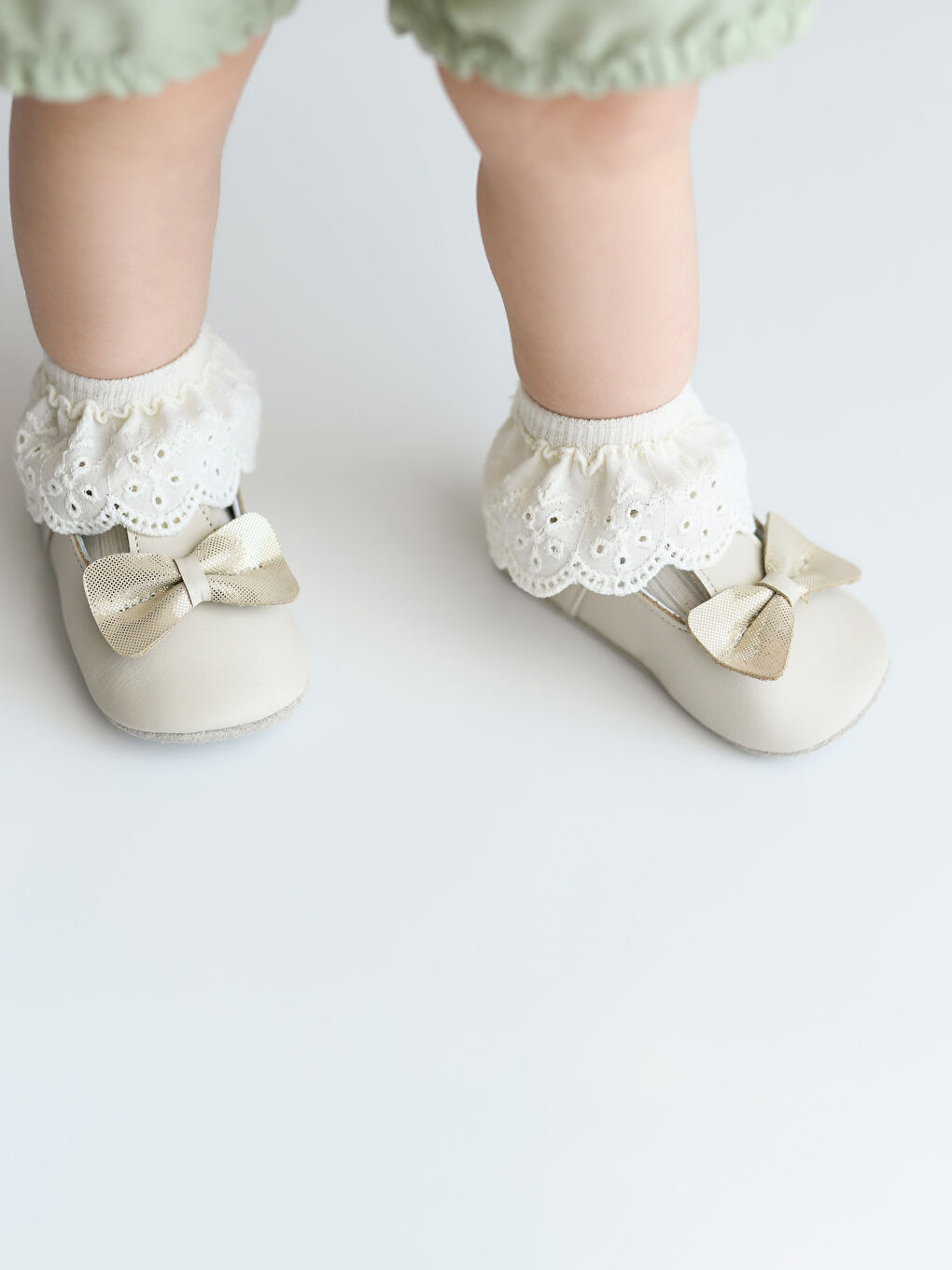 Ekru Basic Kız Bebek Soket Çorap 2'li