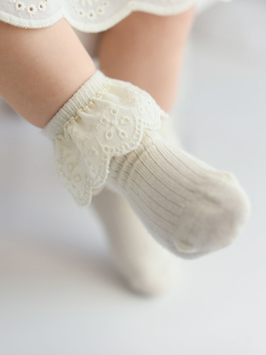 Ekru Basic Kız Bebek Soket Çorap 2'li-1