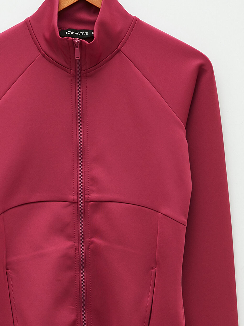 Fuşya Dik Yaka Kadın Spor Hırka-7