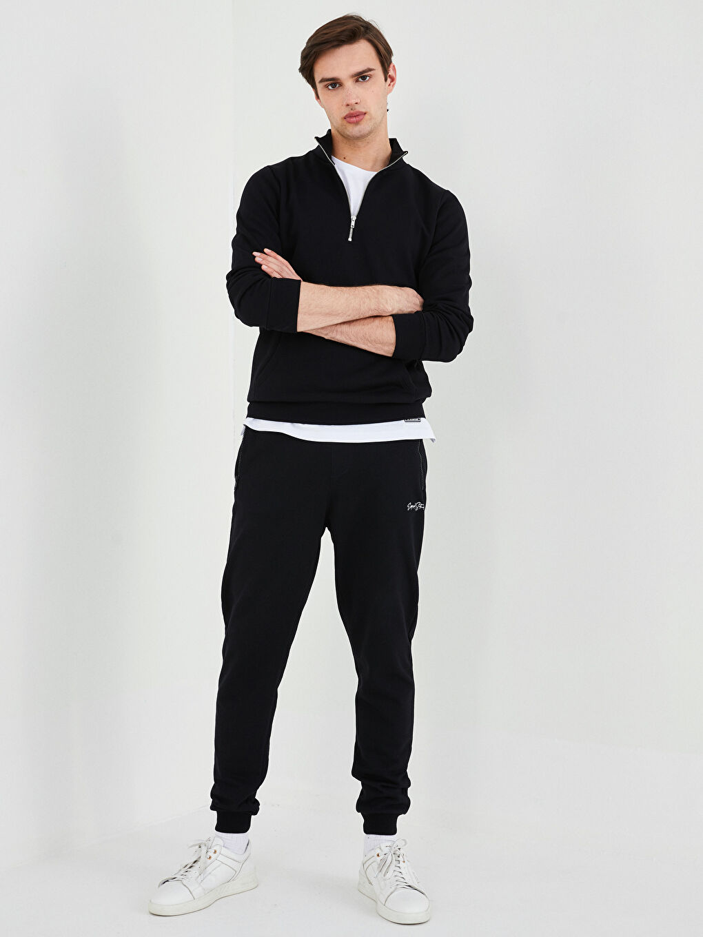 Siyah Slim Fit Erkek Eşofman Altı-1