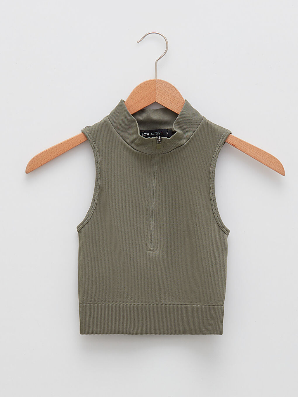 Haki Kadın Dik Yaka Düz Spor Atlet-5