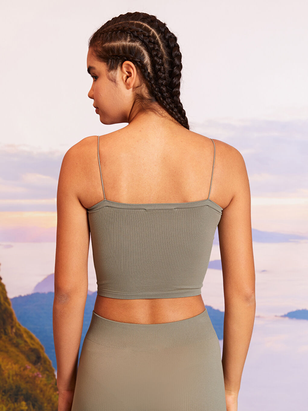 Women's Square Collar Strapless Plain Sports Athlete-4