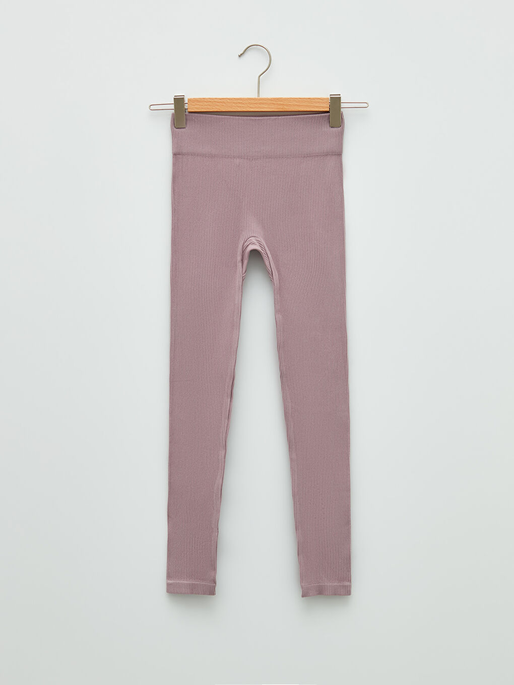 Lila Kadın Beli Lastikli Düz Spor Tayt-5