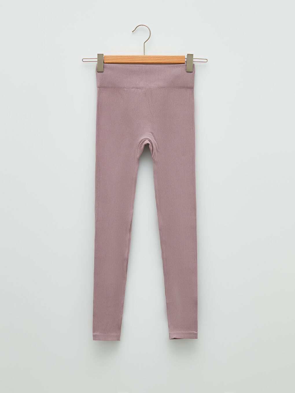 Lila Kadın Beli Lastikli Düz Spor Tayt-6