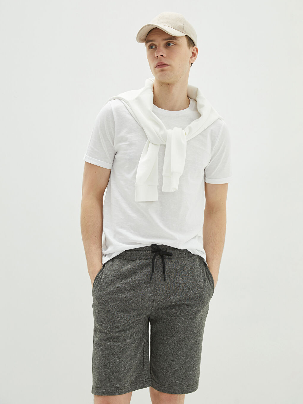 Antrasit Standart Kalıp Örme Erkek Şort