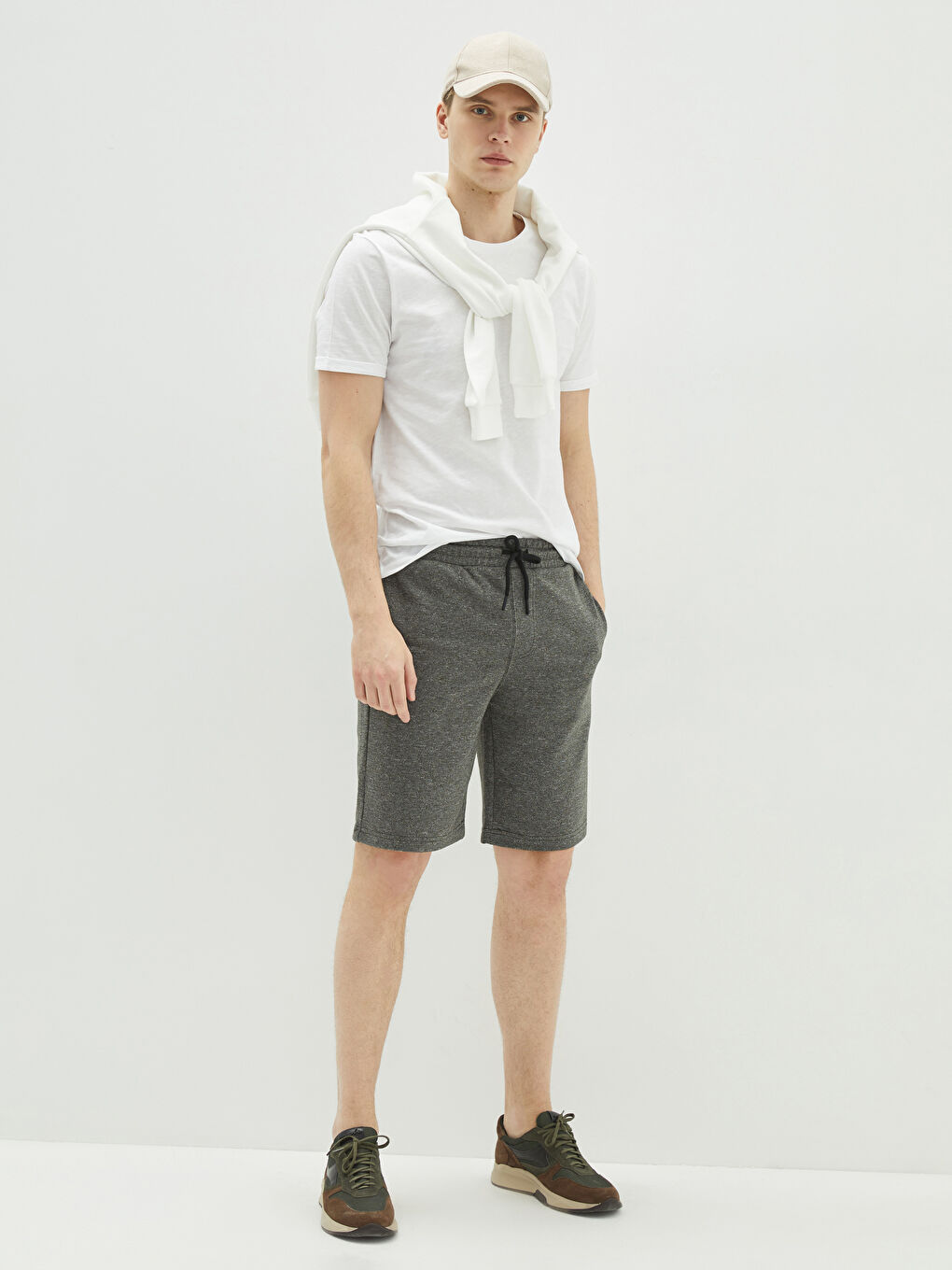 Antrasit Standart Kalıp Örme Erkek Şort-1