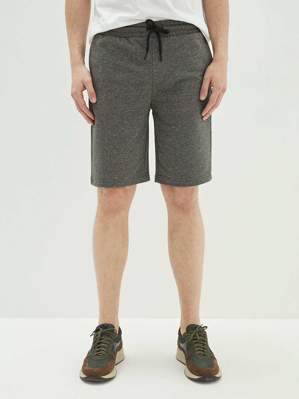 Antrasit Standart Kalıp Örme Erkek Şort-3