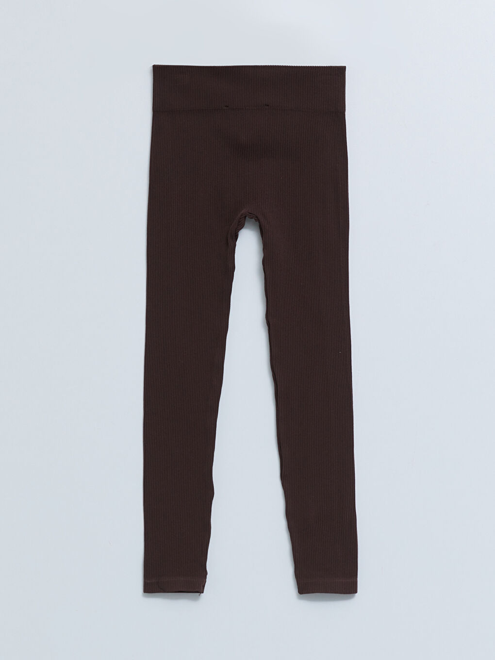 Kahverengi Kadın Beli Lastikli Düz Spor Tayt-6